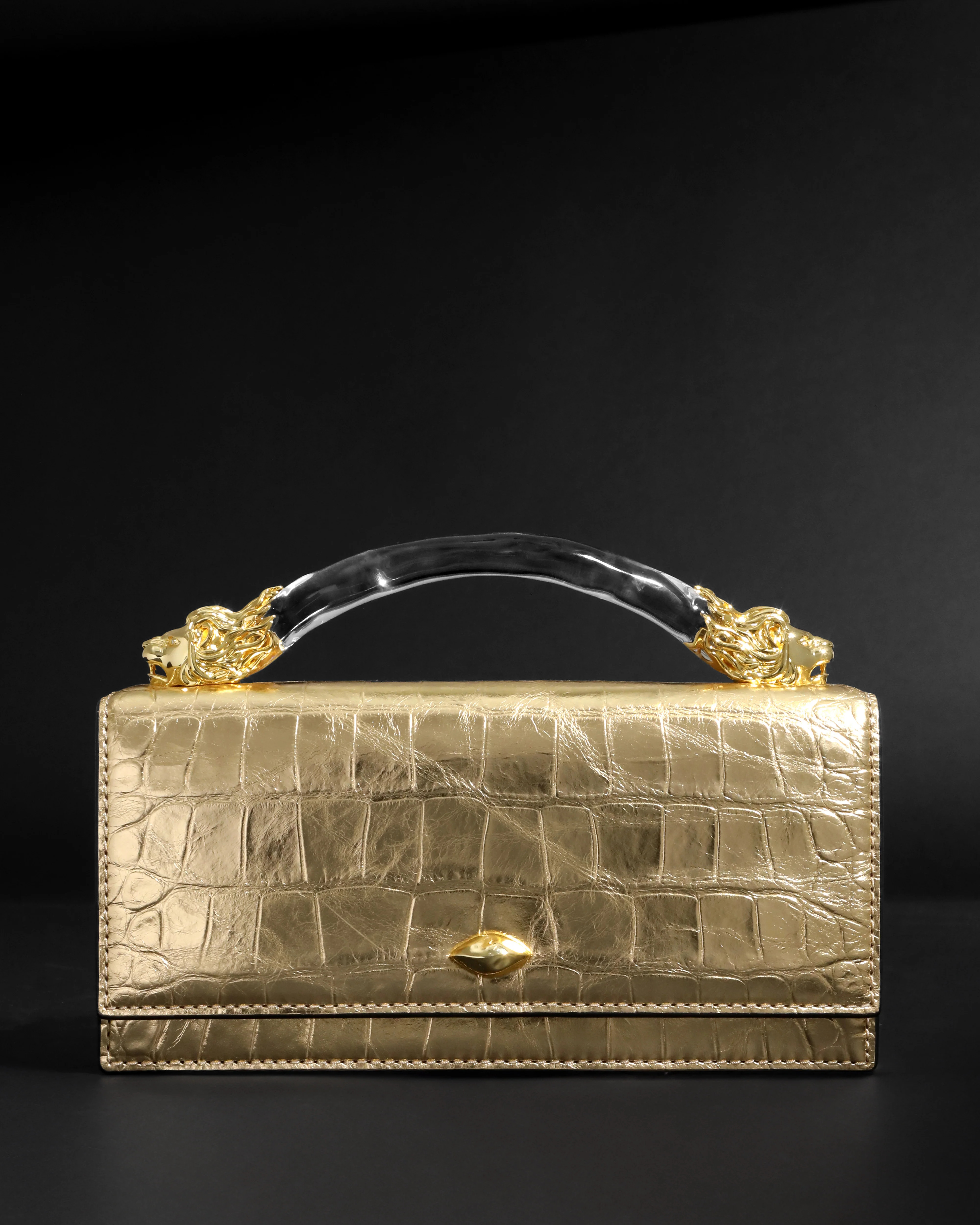Gold Lioness Handle Clutch | Statement Clutch Purse | Alexis Bittar