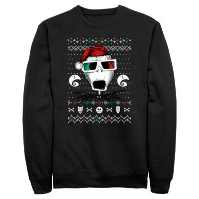Men's The Nightmare Before Christmas Ugly Christmas Jack Portrait  Sweatshirt - Black - Small | Target
