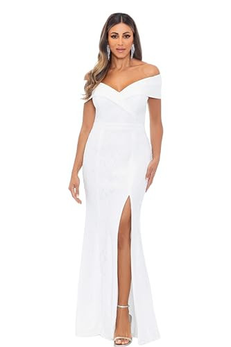 Xscape Women's Off Shoulder Lace Maxi Dress with Sweetheart Neckline, Ivory, 0 | Amazon (US)