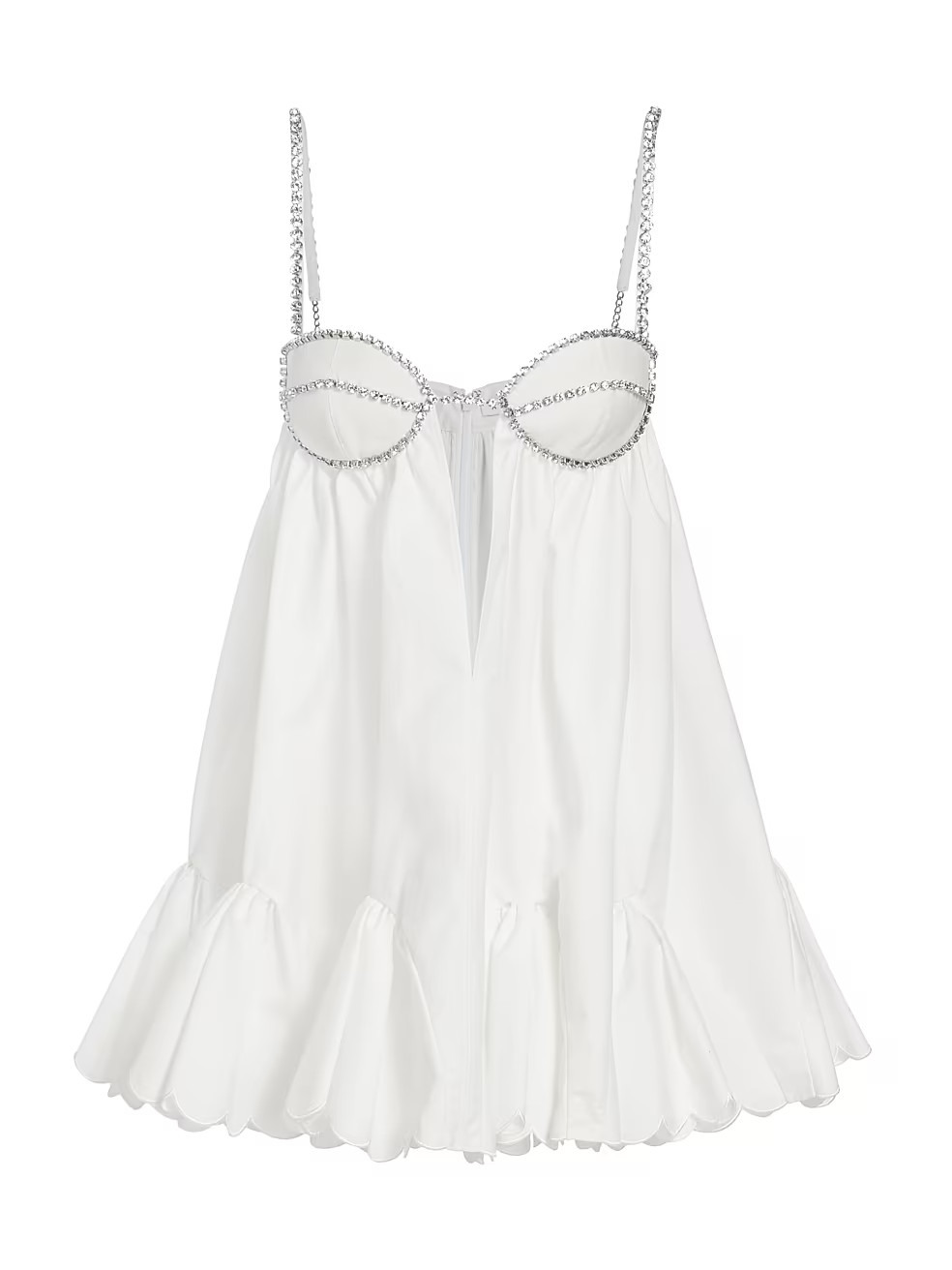 Poplin Scalloped-Hem Minidress | Saks Fifth Avenue