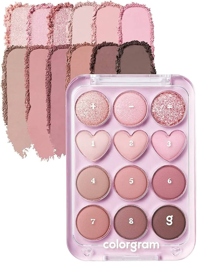 COLORGRAM Pin Point Eyeshadow Palette 02 Pink+Mauve= | Ultra-Blendable Matte, Glitter, Shimmer Sh... | Amazon (US)