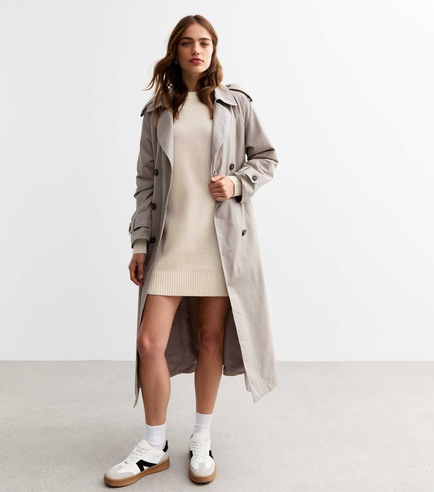 Off White Knitted Crew Neck Mini Dress
						
						Add to Saved Items
						Remove from Saved It... | New Look (UK)