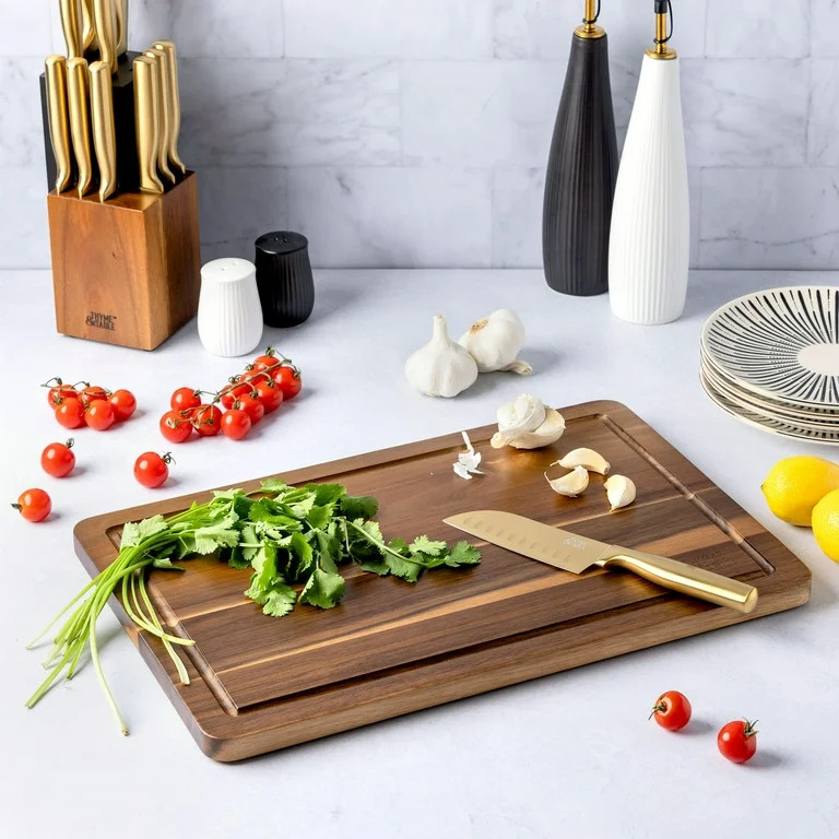 Thyme & Table Acacia Wood Cutting Board with Anti-Slip Grips, 12" x 18" | Walmart (US)