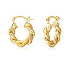 Twisted Gold Hoop Earrings for Women, Thick Chunky Hoops Hypoallergenic Vintage Twist Earings Big | Amazon (US)