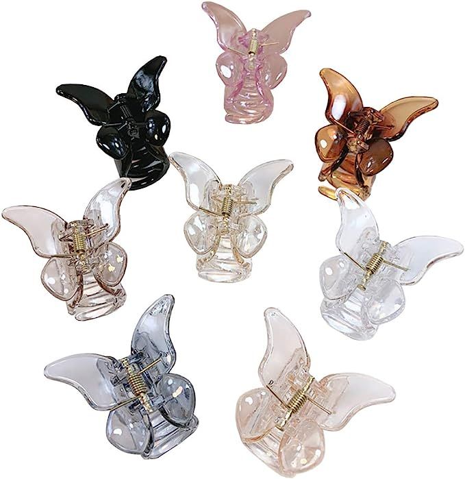 ccHuDE 6 Pcs Clear Mini Butterfly Hair Clips Hair Claw Clamps Jaw Clips Hair Accessories for Girl... | Amazon (US)