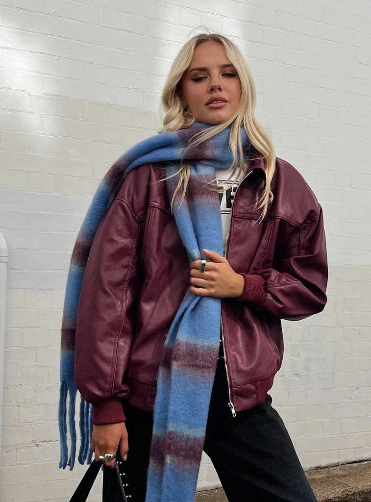 Goldsmith Faux Leather Bomber Jacket Burgundy | Princess Polly US