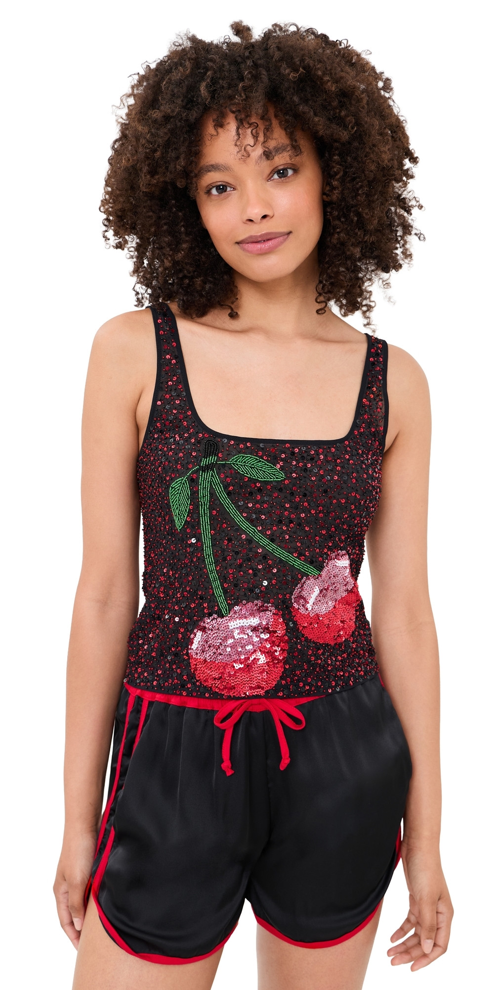 Leslie Amon Cherry Tank Top Black and Red S | Shopbop