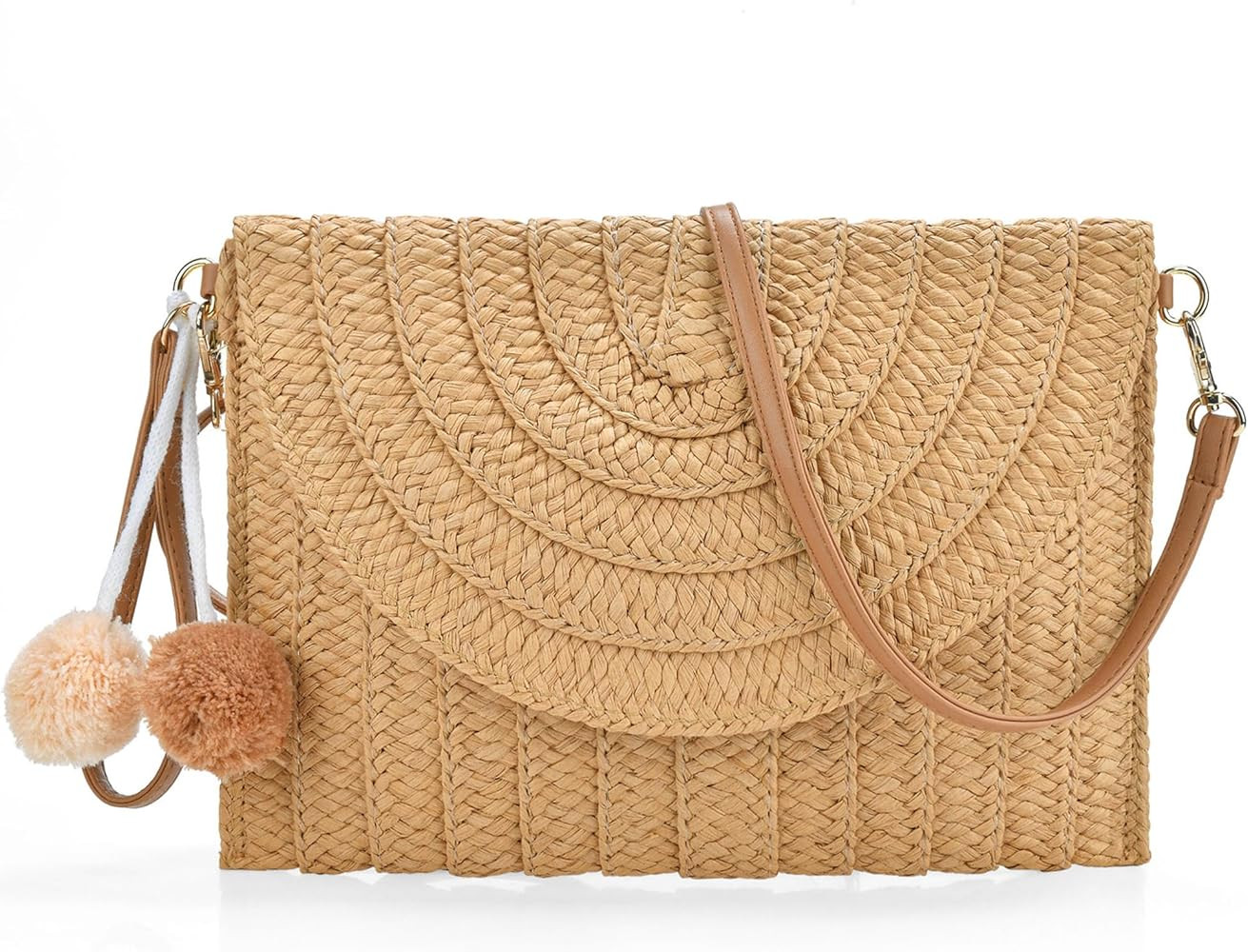 Raffia Woven Wicker Clutch Bag Straw Purse For Girls Summer Beach Crossbody Handbags | Amazon (US)