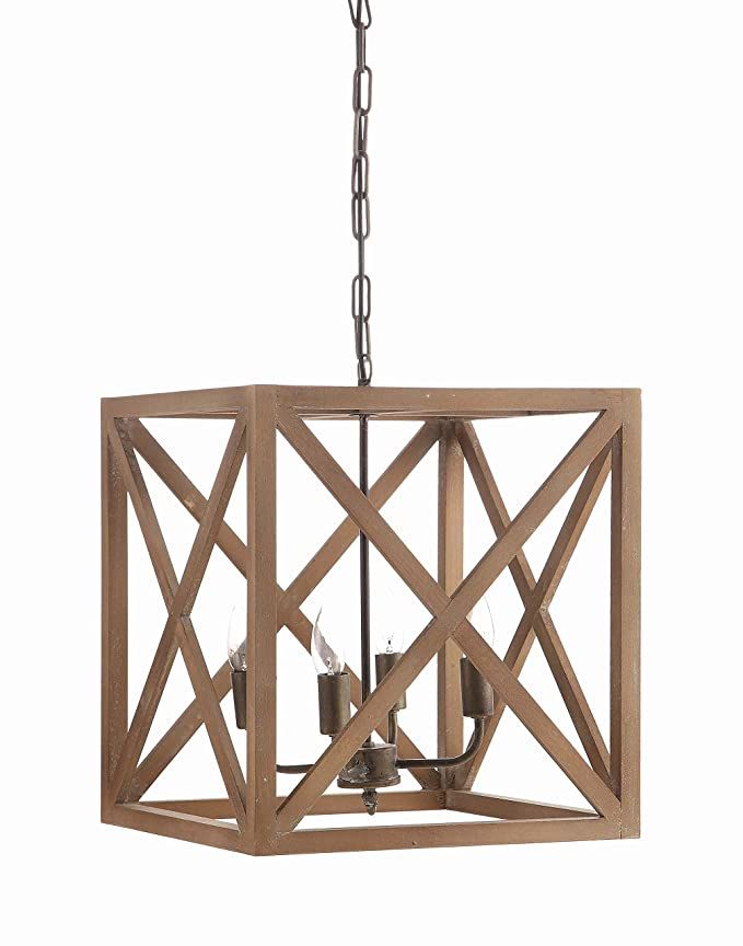 Creative Co-op Metal and Wood Chandelier, 15.75" Square by 17.75" Height | Amazon (US)