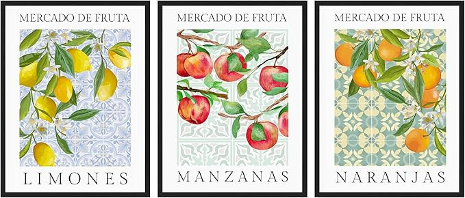 jenesaisquoi Frame Lemon Fruit Market Wall Art Decor Kitchen Colorful Lemon Fruit Natural Artwork... | Amazon (US)