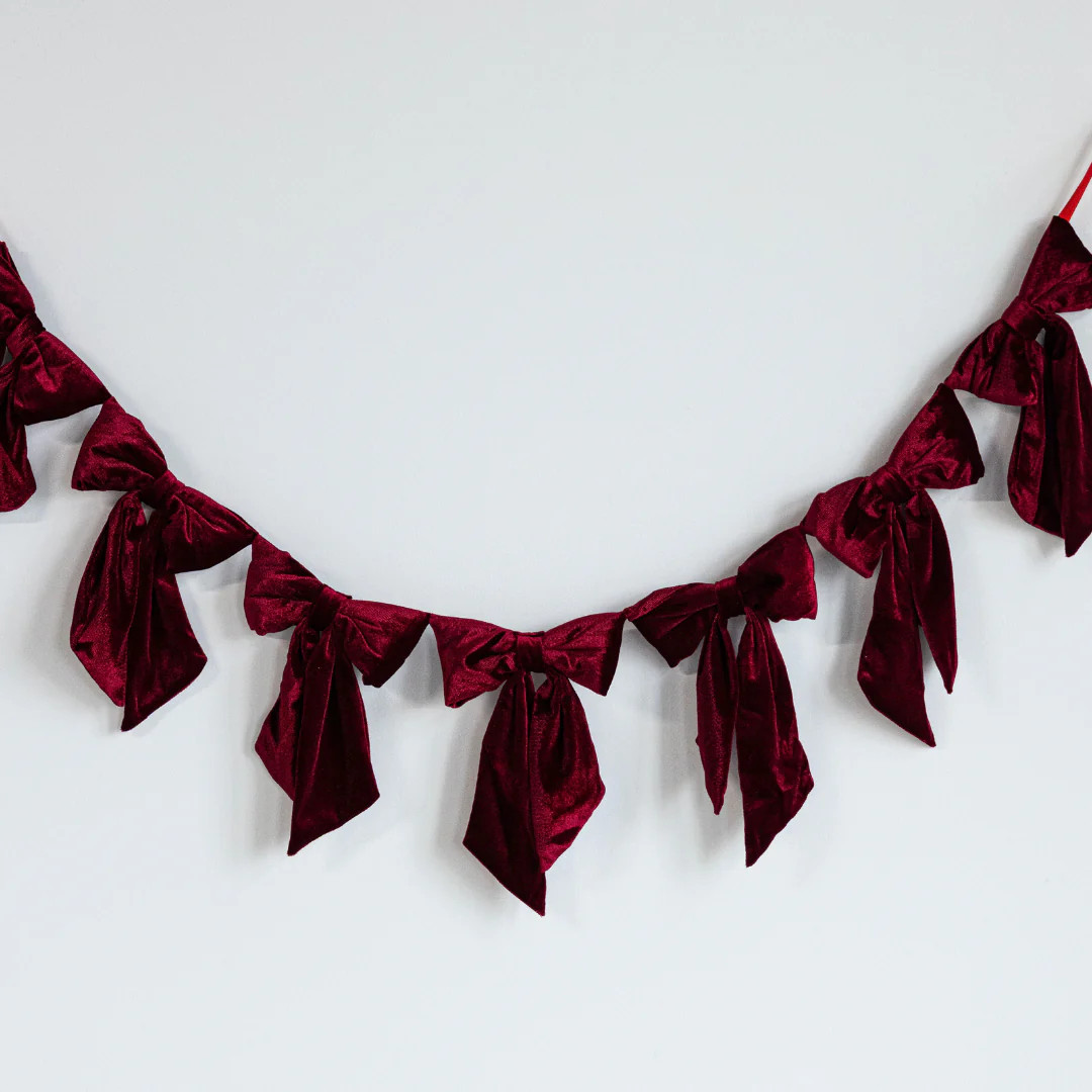 Red Velvet Bow Garland | By Luxe B Co. | luxe bCO