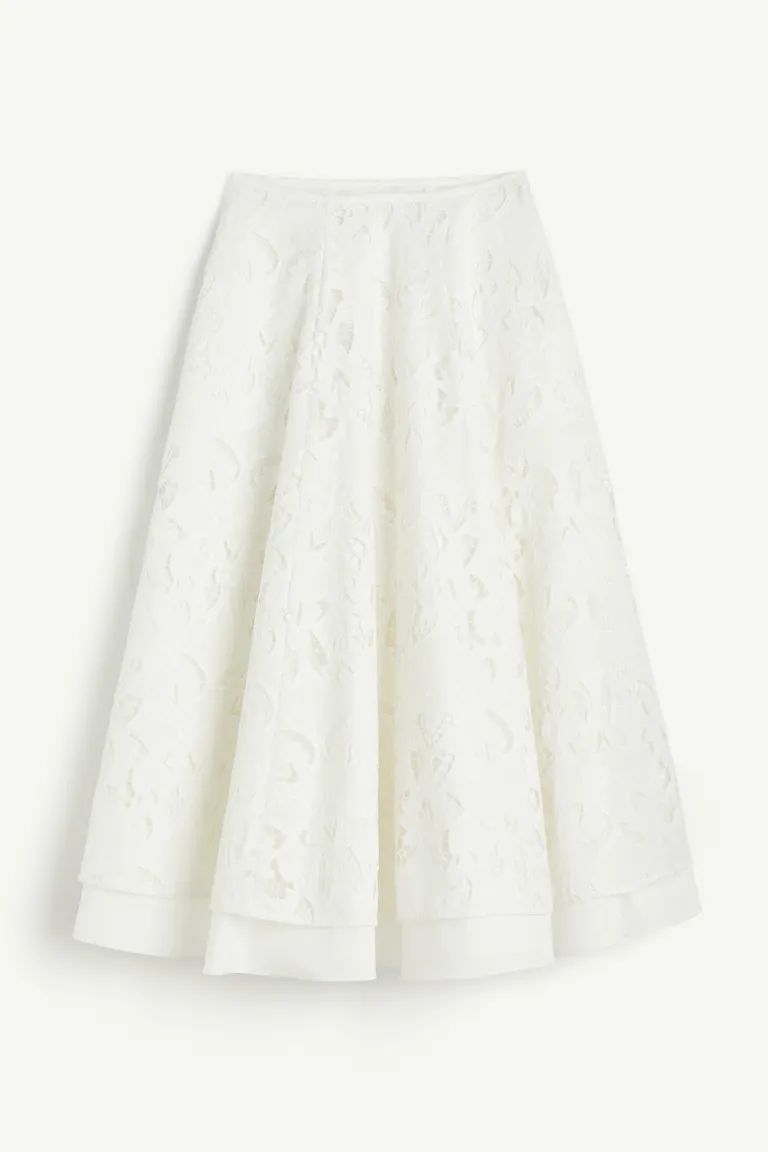 Circular broderie-anglaise skirt - White - Ladies | H&M | H&M (UK, MY, IN, SG, PH, TW, HK)