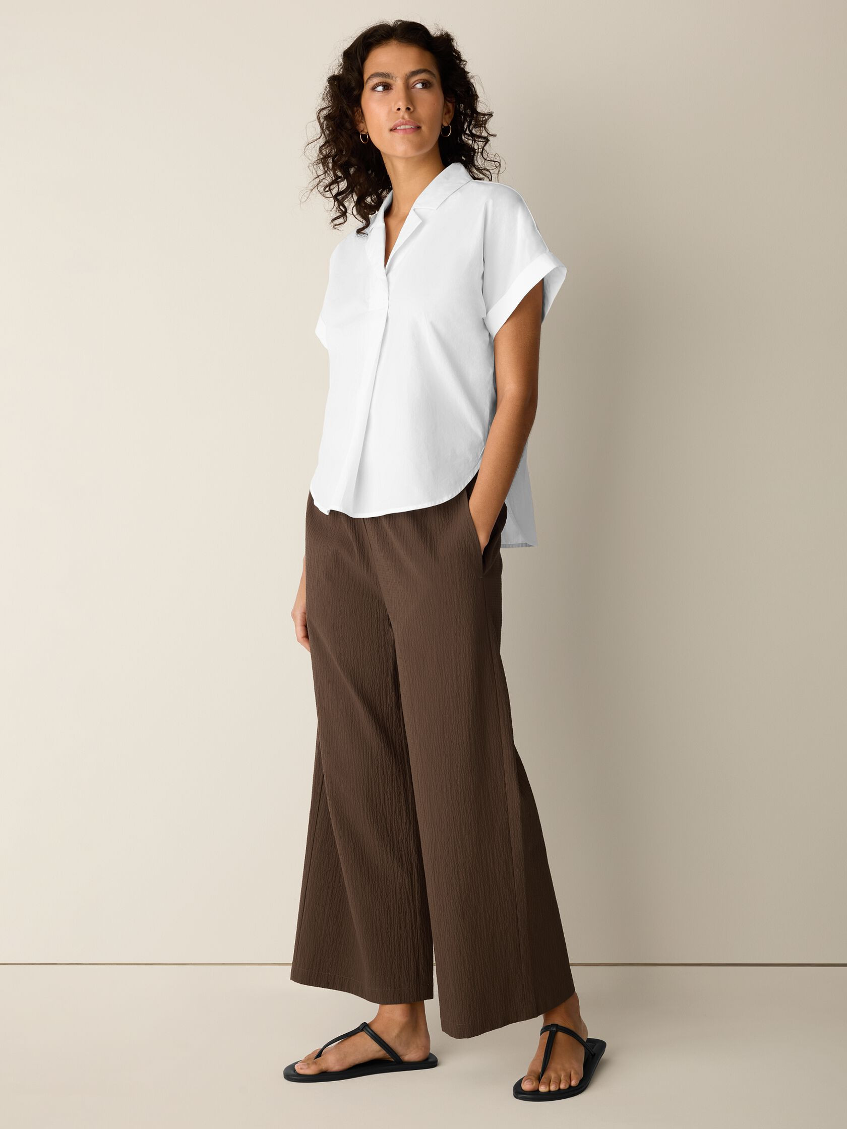 Organic Cotton Poplin Notch Collar Shirt | Eileen Fisher