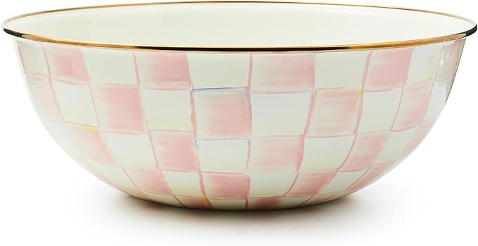 MACKENZIE-CHILDS Enamel Everyday Bowl, Serving Bowl for Entertaining, Extra-Large, Pink-and-White... | Amazon (US)