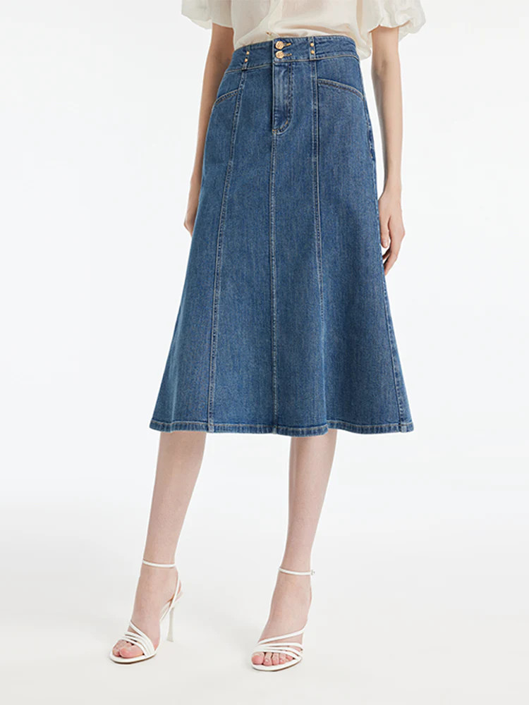 Denim High-Waisted Mermaid Women Skirt | GOELIA