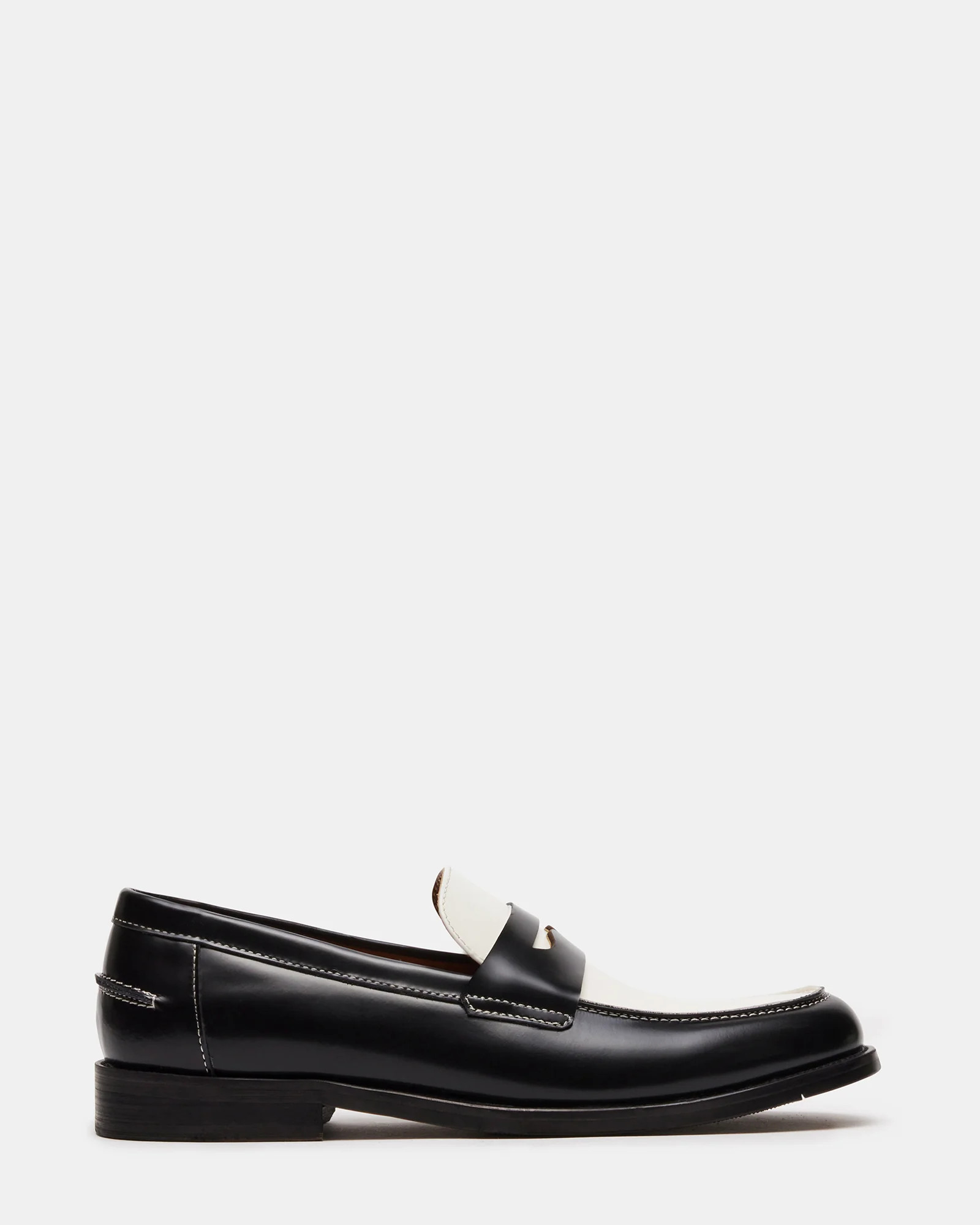 NATAN Black/ White Leather Men's Slip-On Dress Loafer | Steve Madden (US)