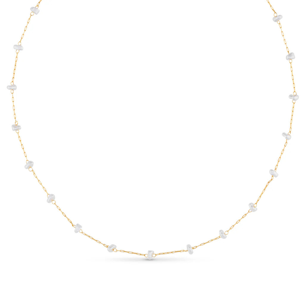 Pearl Stationed Chain Necklace | Orelia