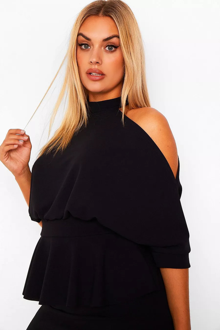 Plus Open Shoulder Peplum Midi Dress | Boohoo.com (US & CA)