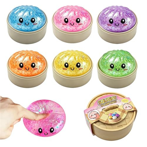6 Pack Glitter Dumpling Squishy, Colorful Squishy Dumpling with Mystery Box, Stress Relief Sensory Fidget Toys for Kids & Adults Gifts, Party Favors, Goodie Bag Stuffers | Amazon (US)