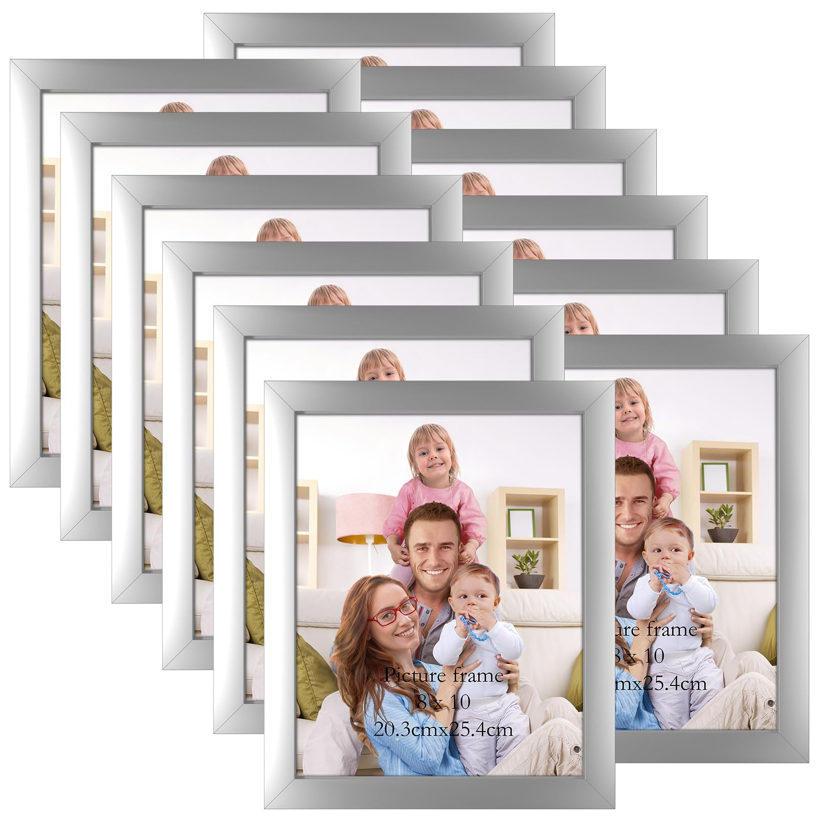 Giftgarden 8x10 Picture Frame Silver Set of 12, Multi Modern 8 by 10 Photo Frames Bulk for Wall o... | Amazon (US)