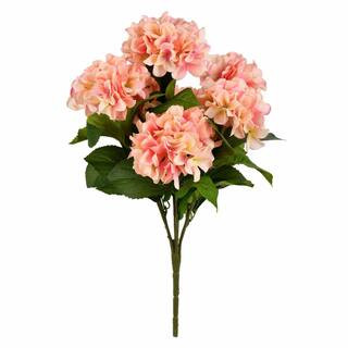Vickerman 21 in. Pink Artificial Hydrangea Bush Floral Arrangement FR190279 - The Home Depot | The Home Depot