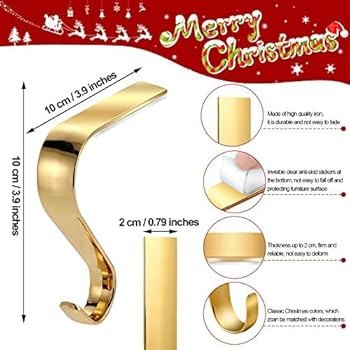 Christmas Stocking Holders for Mantel, Stocking Hangers Set Mantle Clips Hooks Fireplace Socks Ha... | Amazon (US)