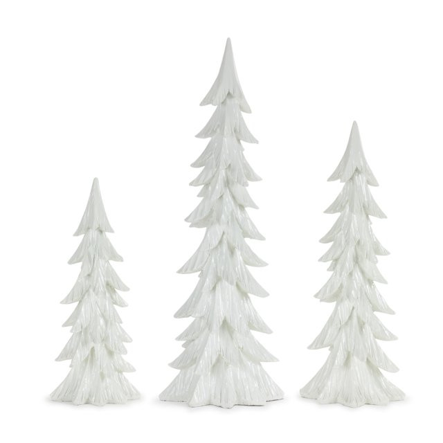 Melrose Set of 3 White Christmas Trees Tabletop Decor 2' | Walmart (US)