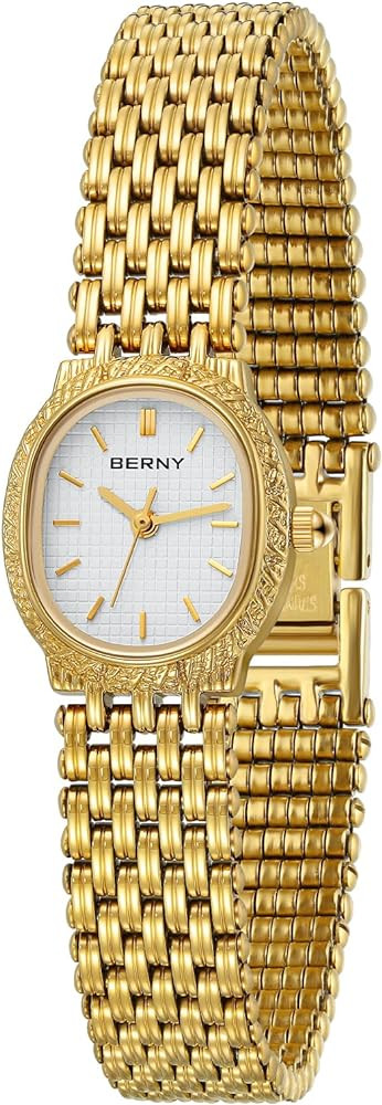 BERNY Gold Watches for Women Vintage Bracelet Wrist Watch Luxury Small Ladies Oval Quartz Watch w... | Amazon (US)