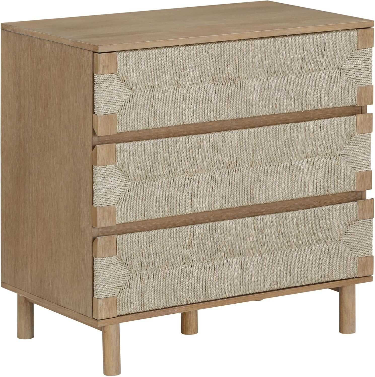 Nathan James Beacon 3 Drawer, Light Brown Boho, Bohemian Woven Seagrass Bedroom Dresser | Amazon (US)