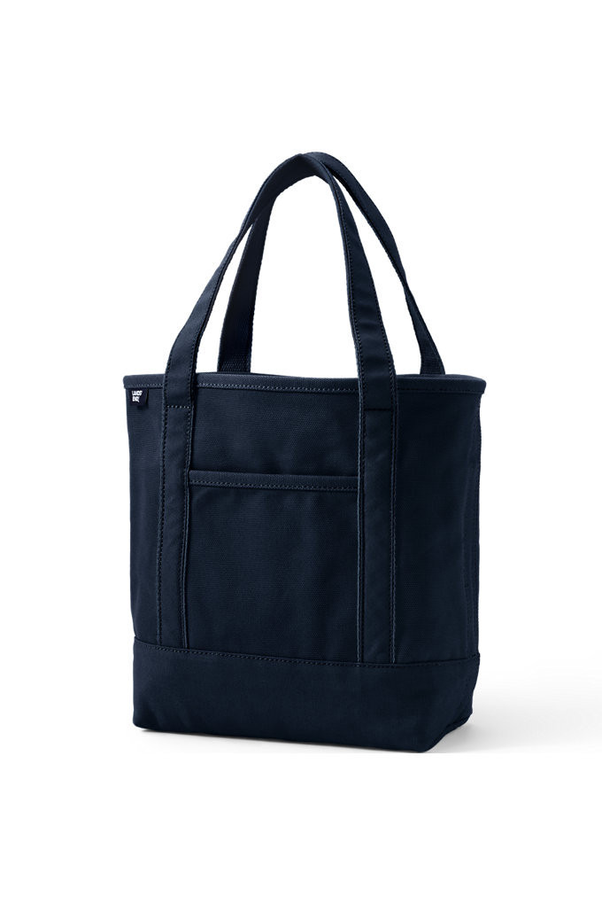 Medium Solid Color 5 Pocket Open Top Canvas Tote Bag - Lands' End - Blue | Lands' End (US)