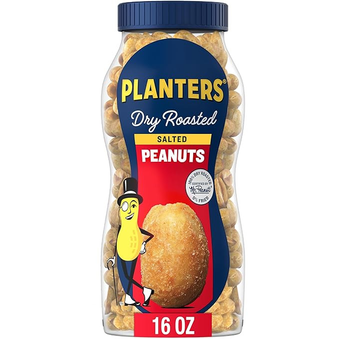 PLANTERS Salted Peanuts, Dry Roasted Peanuts, Party Snacks, Plant Based Protein, Snacks For Adult... | Amazon (US)