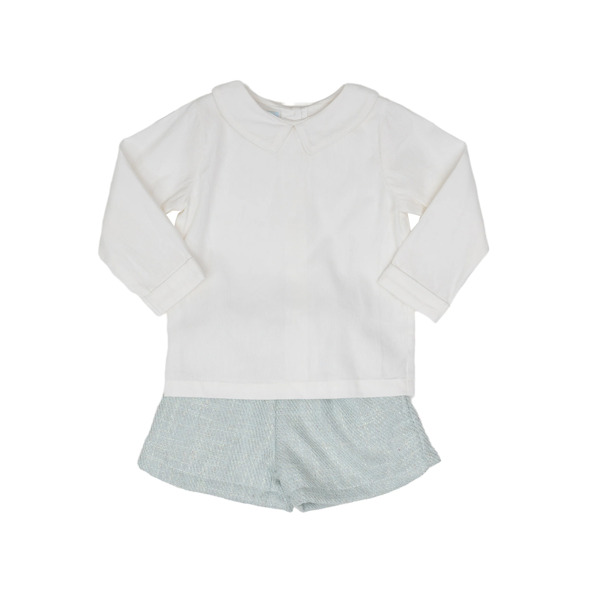 Jayden Sage Tweed Long Sleeve Short Set | The Oaks Apparel Company