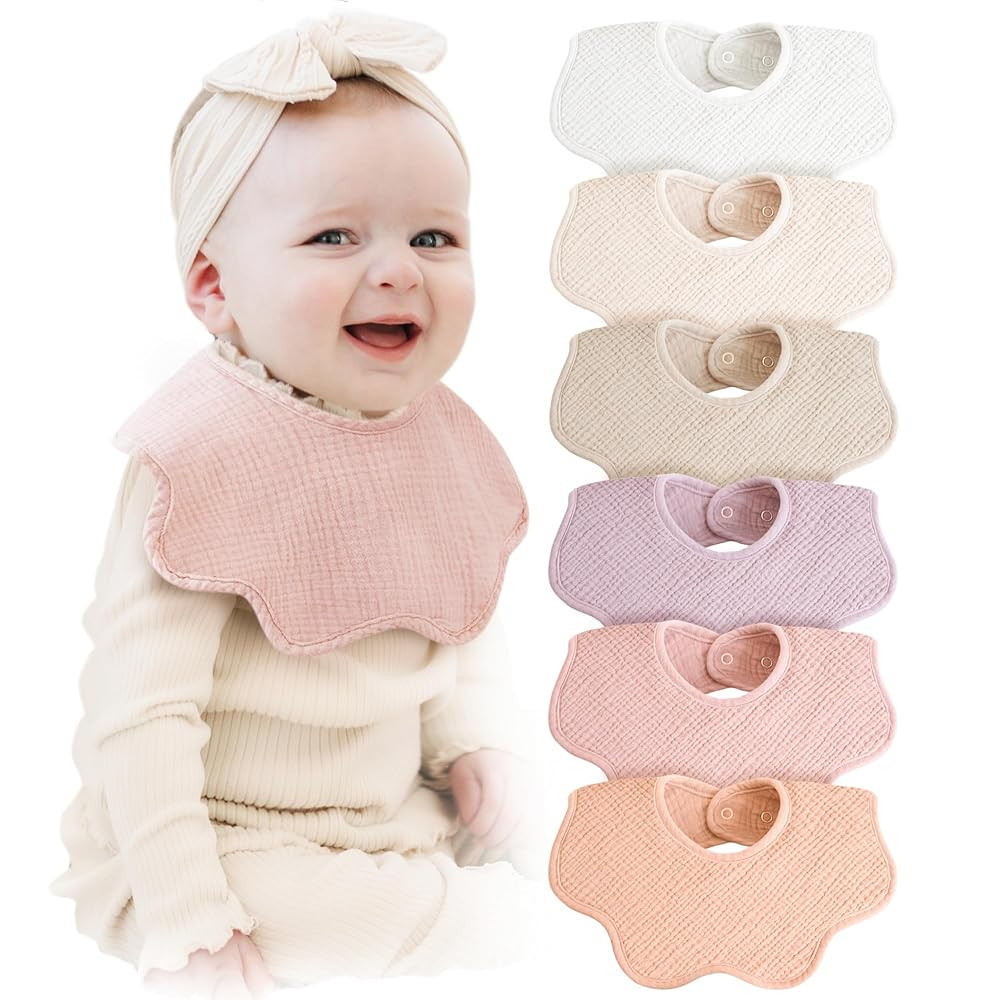 Konssy Muslin Baby Bibs 100% Cotton Absorbent Bandana Drool Bibs for Teething and Drooling, 6-Pac... | Amazon (US)