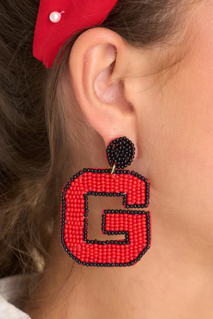 Georgia Girl Red & Black Beaded Earrings | Red Dress 