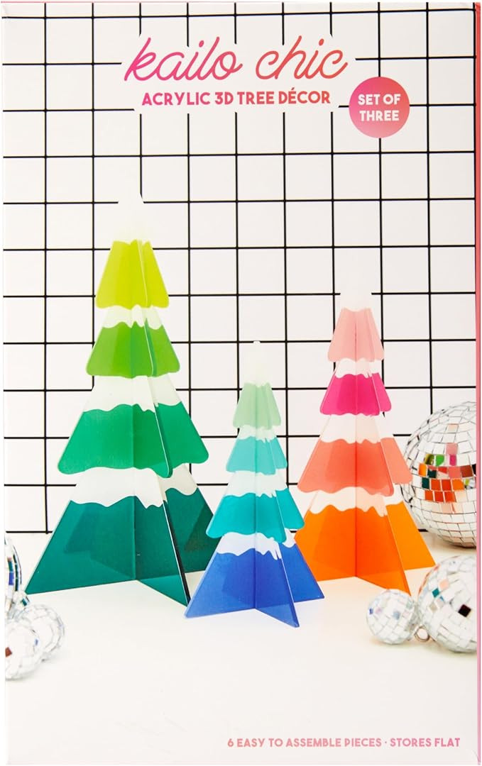 C.R. Gibson ADT-25549 Kailo Chic Acrylic 3D Mini Christmas Tree Decorations for The Home and Offi... | Amazon (US)
