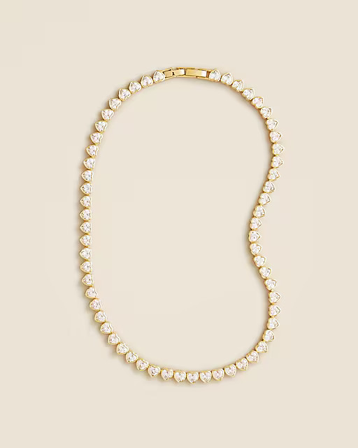 Heart cubic zirconia bezel-set tennis necklace | J. Crew US