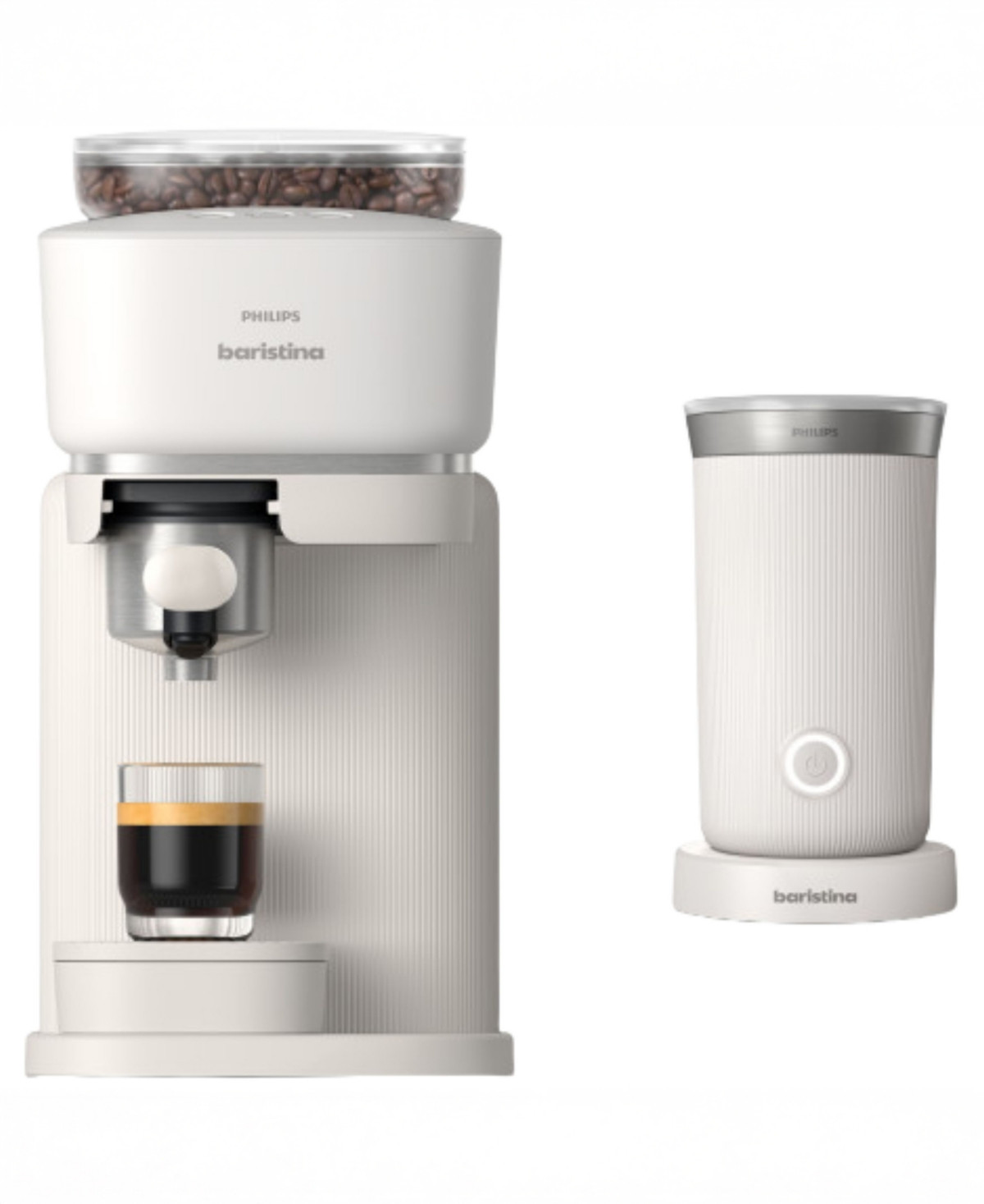 Philips Baristina Automatic Espresso Machine and Milk Frother Bundle - White | Macy's
