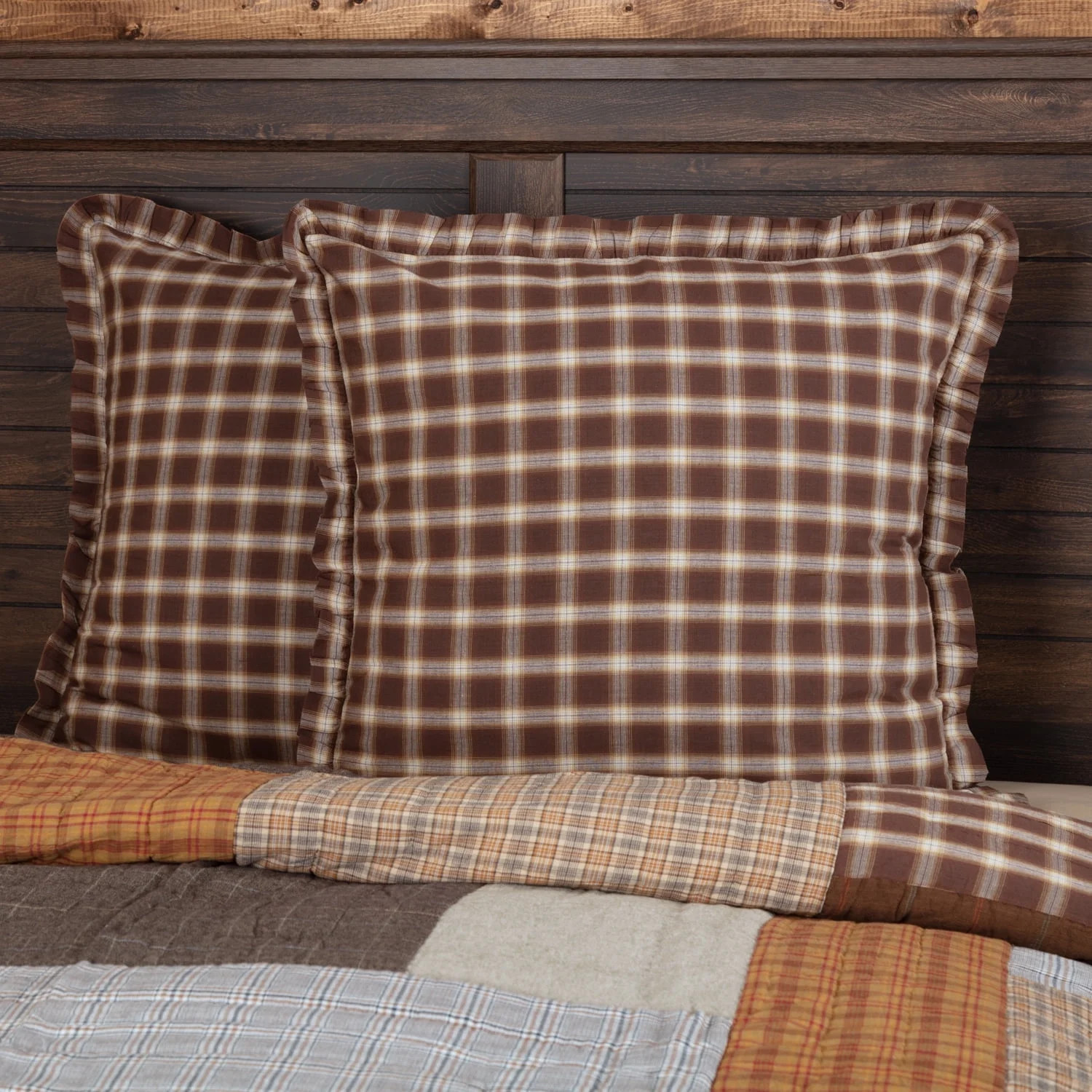 VHC Brands Rustic & Lodge Farmhouse Bedding-Rory Fabric Euro Sham, 26x26, Chocolate Brown | Walmart (US)