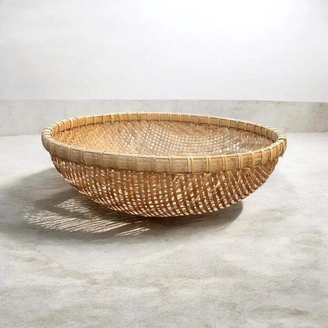 Woven Round Winnowing Basket Natural Rustic farmhouse Home Decor Ratan | Etsy (US)