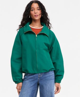 On 34th Women's Funnel-neck Ruched-Sleeve Bubble Hem Jacket, Macy's Exclusive - Forest Green | Macy's
