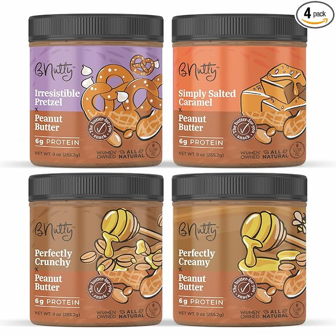 B'Nutty Sweet & Salty Peanut Butter | Simply Irresistible Salted Caramel & Pretzel Peanut Butter ... | Amazon (US)