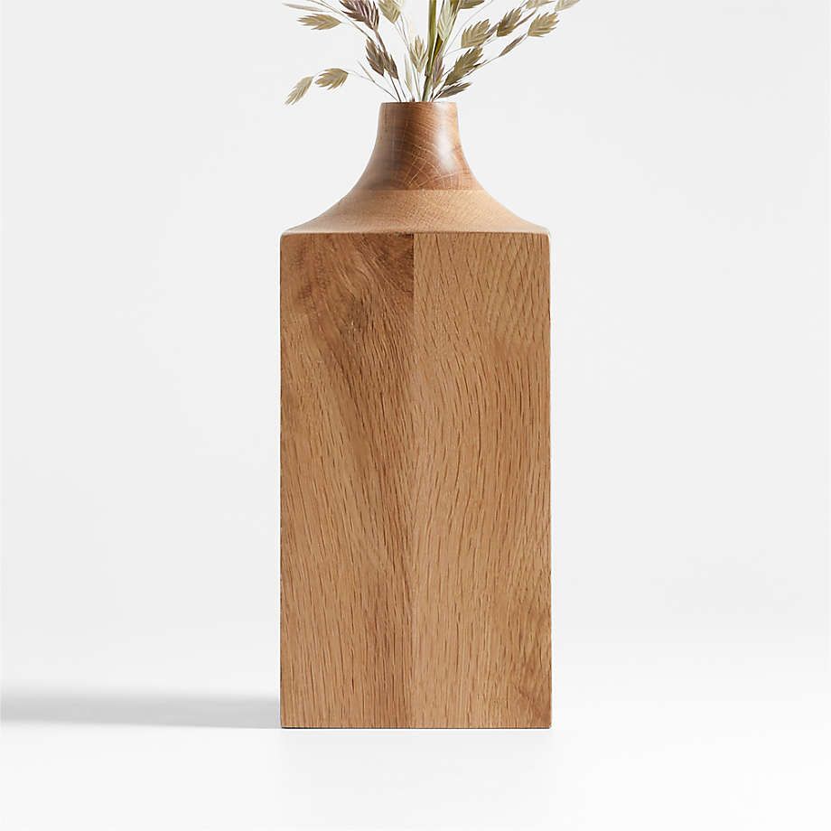 Izumo Small Walnut Wood Vase 7.5" + Reviews | Crate & Barrel | Crate & Barrel