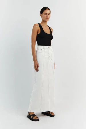 DELLA OFF WHITE COLUMN DENIM SKIRT | DISSH