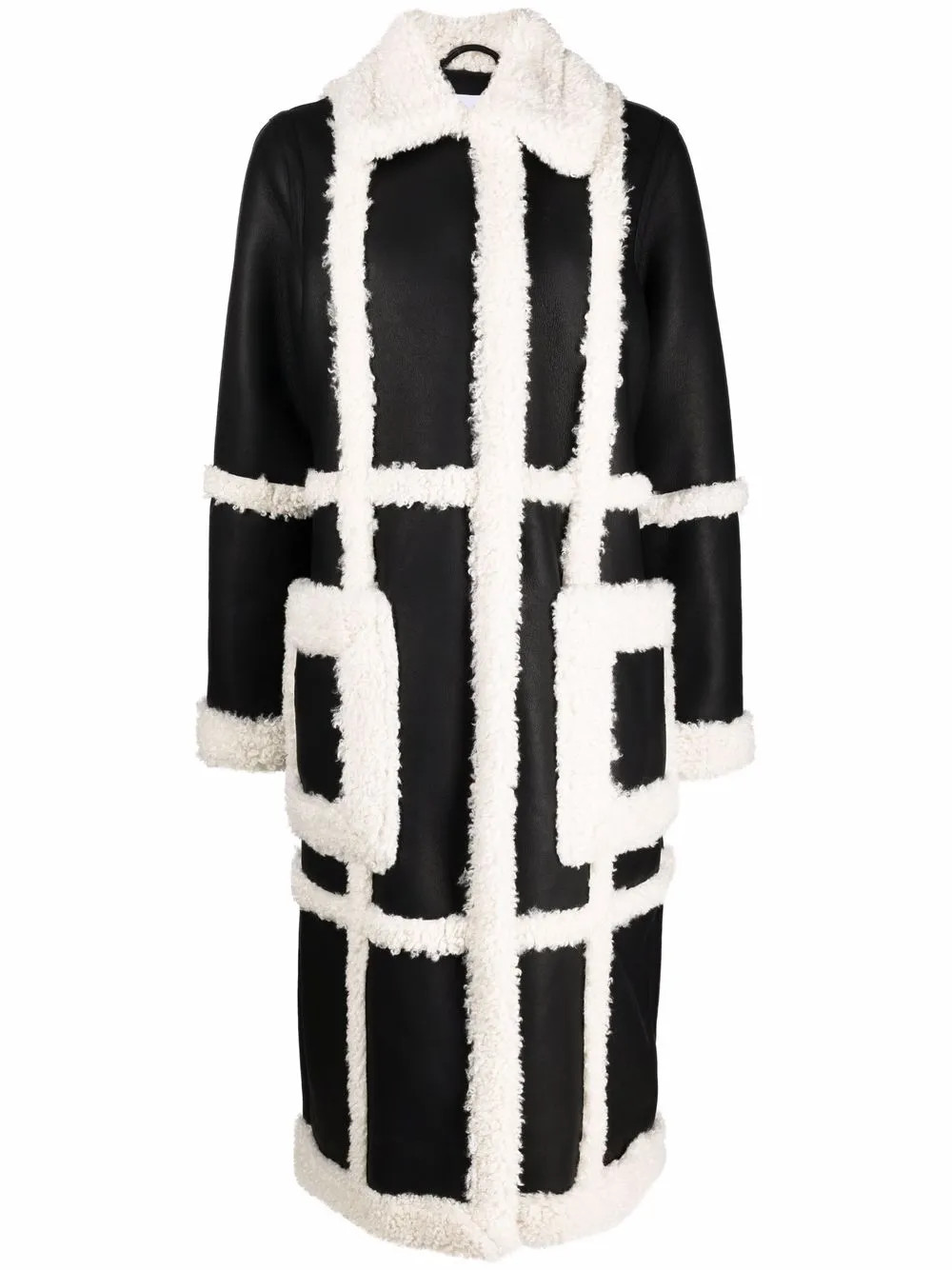 STAND STUDIO Panelled Faux Shearling Coat - Farfetch | Farfetch Global