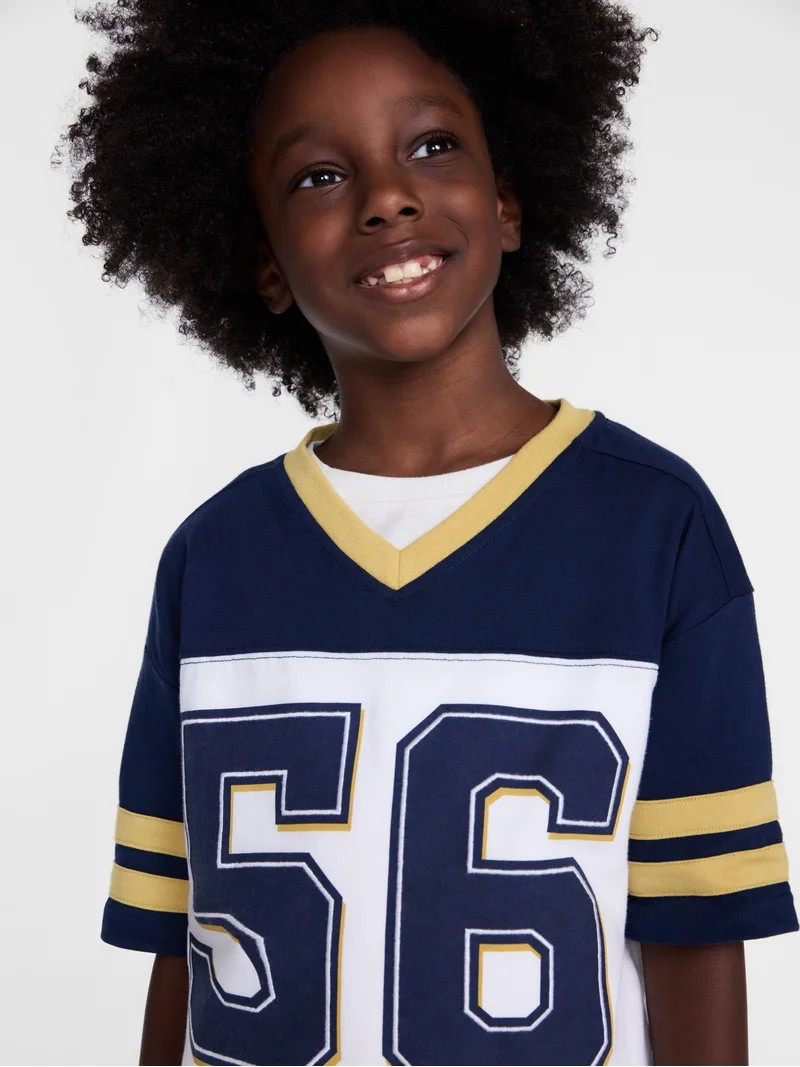 Wonder Nation Boys' Graphic Oversized Jersey Tee with Short Sleeves, Sizes 4-18 & Husky | Walmart (US)