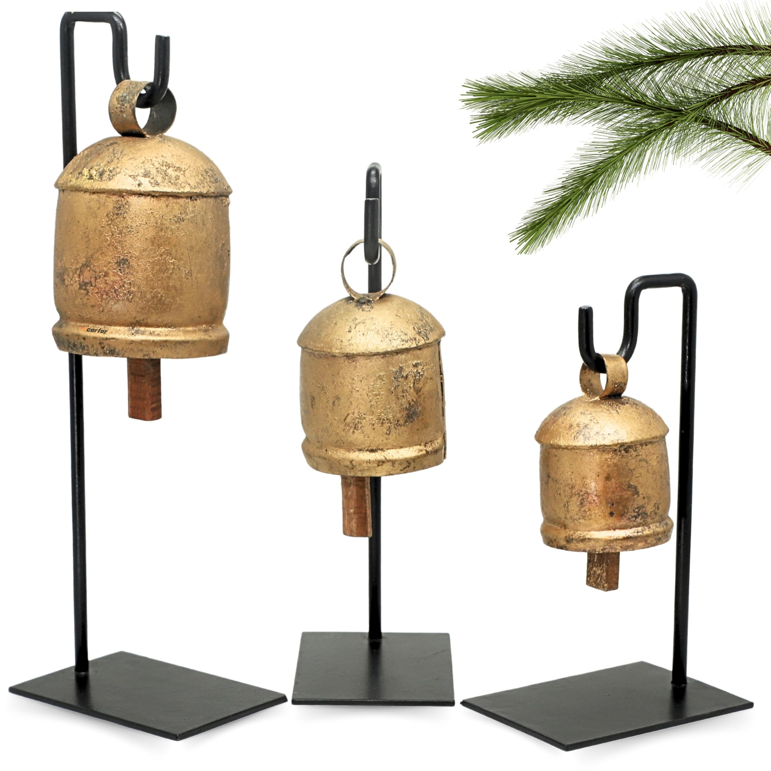 Shabby Chic Set of 3 Harmony Bells on Metal Stand Handmade Metal Christmas Decoration Cow Bells 1... | Amazon (US)