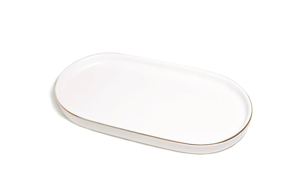 Ceramic Jewelry Dish, Perfume Vanity Tray, 7x4 Decorative Catch All Bowl for Trinket Key Ring, Sm... | Amazon (US)