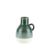 Benjara BM188113 Ribbed Patterned Ceramic Vase with Handle, White and Green | Amazon (US)
