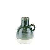 Benjara BM188113 Ribbed Patterned Ceramic Vase with Handle, White and Green | Amazon (US)