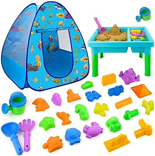 Beach Toys for Toddlers, 27 PCS Sand Toys Playset for Kids, Sand Rake and Shovel Set with Castles... | Amazon (US)